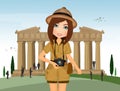 Illustration of tourist visits the Athens city