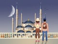 Tourists visiting the blue mosque