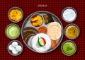 Traditional Assamese cuisine and food meal thali of Assam