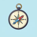 Illustration of a traditional compass with a round frame and a gold loop at the top. The Royalty Free Stock Photo