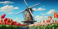 Illustration of a traditional Dutch windmill