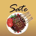 Illustration of a traditional Indonesian food called Sate