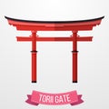 Traditional Japanese Torii gate on white background