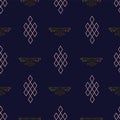 Illustration of traditional symbol and ornaments. Seamless repeat pattern