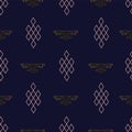 Illustration of traditional symbol and ornaments. Seamless repeat pattern.