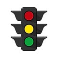 illustration of traffic light, warning light at crossroads