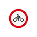 Illustration of a traffic sign icon prohibiting entry to motorcycles isolated on a white background