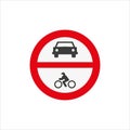 Illustration of traffic signs icons of prohibited entry motor vehicle isolated on white background