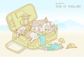 A illustration traveling with luggage to Thailand, culture of Thailand. Info graphic Element / icon / Symbol , Vector