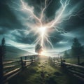 illustration of a tree being struck by lightning Royalty Free Stock Photo