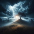 illustration of a tree being struck by lightning Royalty Free Stock Photo