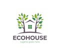 Illustration of Tree House Logo Design Template. Tree Home logotype Design vector, Nature eco House Logo Royalty Free Stock Photo