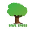 An illustration of a Tree with message save trees.