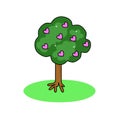 Illustration of a tree with pink hearts and stars. Growing love. Abstract plant Royalty Free Stock Photo