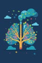 an illustration of a tree with smoke coming out of it Royalty Free Stock Photo