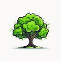 Illustration Tree on white background. Collection of design elements. Generative Ai Royalty Free Stock Photo