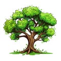 Illustration Tree on white background. Collection of design elements. Generative Ai Royalty Free Stock Photo