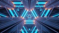 Illustration with triangular shapes and glowing colorful lights - cool sci-fi background