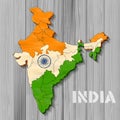 Tricolor Indian Flag map background for Republic and Independence Day of India Royalty Free Stock Photo