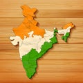 Tricolor Indian Flag map background for Republic and Independence Day of India Royalty Free Stock Photo