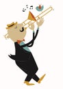 Illustration of trombonist in cartoon style