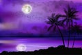 Illustration of tropical beach at night Royalty Free Stock Photo