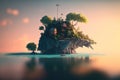 Illustration of a tropical village island Royalty Free Stock Photo