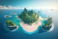 Illustration of a tropical village island Royalty Free Stock Photo