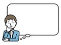 Illustration of troubled businessmen and speech bubbles
