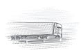 Illustration of truck moving on highway. Vector.
