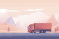 illustration, truck traveling on the road, generative ai