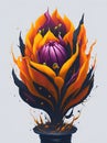 Light bulb energy tulip flower, splash style of colorful flowers, hyper-detailed illustration. Royalty Free Stock Photo