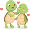 Illustration of turtle couple in love Royalty Free Stock Photo