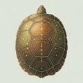 Illustration of a turtle shell with intricate geometric patterns on each scute Royalty Free Stock Photo