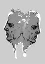 Illustration of twin face grey color