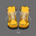 An Illustration of a two beautiful stylish leather boots. Vector illustration