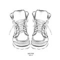 An Illustration of a two beautiful stylish leather boots. Vector illustration