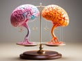 illustration of two brain shapes on scales in balance