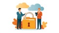 Businessmen Discussing Secure Data Storage Cloud Security Royalty Free Stock Photo