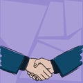 Illustration of Two Businessmen Shaking Hands Firmly as Gesture Form of Greeting, Welcoming, Closed Deal or Agreement
