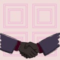 Illustration of Two Businessmen Shaking Hands Firmly as Gesture Form of Greeting, Welcoming, Closed Deal or Agreement