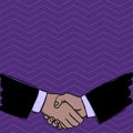 Illustration of Two Businessmen Shaking Hands Firmly as Gesture Form of Greeting, Welcoming, Closed Deal or Agreement