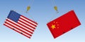 Illustration of two container before impact, symbol of the trade war between the United States and China.