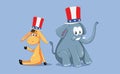 Democratic and Republican Mascots for American Elections Royalty Free Stock Photo