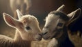 Illustration of two cute baby goats with copy space created with Generative AI technology Royalty Free Stock Photo