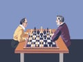 Illustration of Two Elderly Individuals Playing Chess Royalty Free Stock Photo