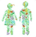 Illustration of two figures made out of microbes Royalty Free Stock Photo