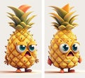 Illustration with two funny cartoon pineapples