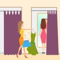 Two girls in a fitting room Royalty Free Stock Photo