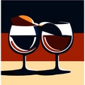 illustration of two glasses of wine on the background of the flag of Estonia Generative AI